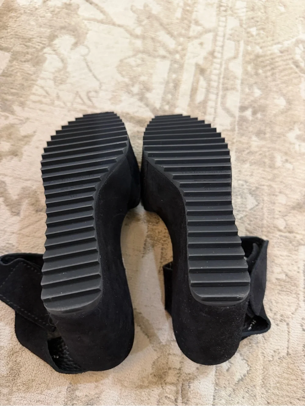 Pedro Garcia Black Suede Platform Wedge Sandals